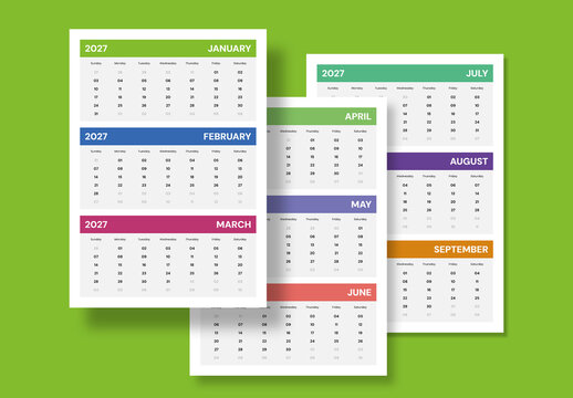 Modern 2027 Annual Calendar Template