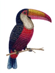 Fototapeta premium Colorful Toucan Bird Illustration With Textured Pointillism Effect Isolated On White Background