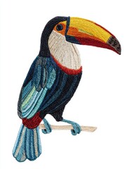 Fototapeta premium Colorful Toucan Bird Perched On A Branch Isolated On A Clean White Background