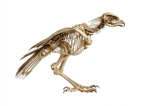 Detailed Anatomical Skeleton Of A Bird On Isolated White Background With Scientific Studio Lighting