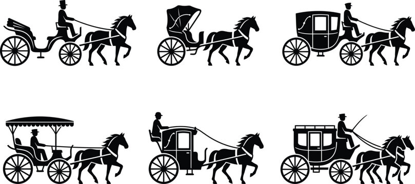Historical Transportation Black and White Icons