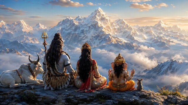 Sacred Glory of Lord Ganesha, Shiva & Parvati &ndash; Ganesh Chaturthi, Vinayaka Chaturthi, Gauri Pujan, Maha Shivratri, Hartalika Teej & Navratri celebrating divine love and prosperity
