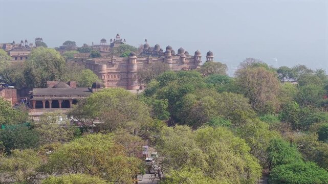 Aerial View of Gwalior Fort Historic Man Mandir Palace Gwalior Madhya Pradesh