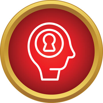 Human head outline with a keyhole element representing insight, knowledge, or secret thoughts