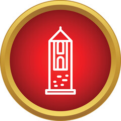 Obraz premium Outline drawing of an old fortress tower on a red circle background