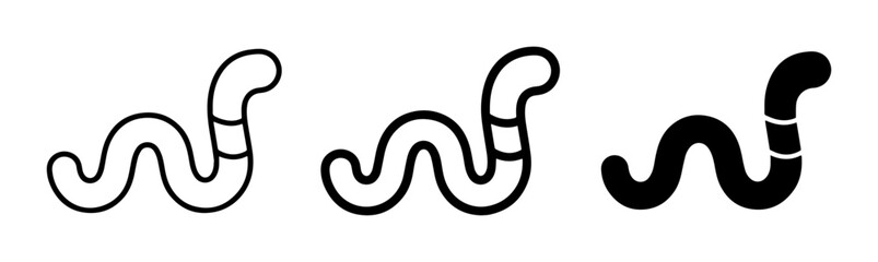 Fototapeta premium Worm Icons, Simple Vector Illustrations, Earthworm Graphics