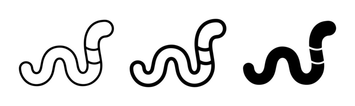 Worm Icons, Simple Vector Illustrations, Earthworm Graphics