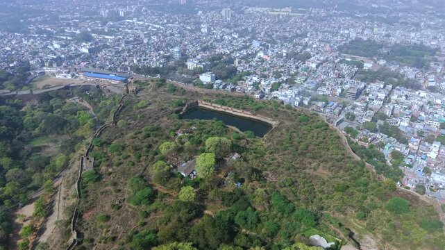Aerial View of Gwalior Fort Historic Man Mandir Palace Gwalior Madhya Pradesh