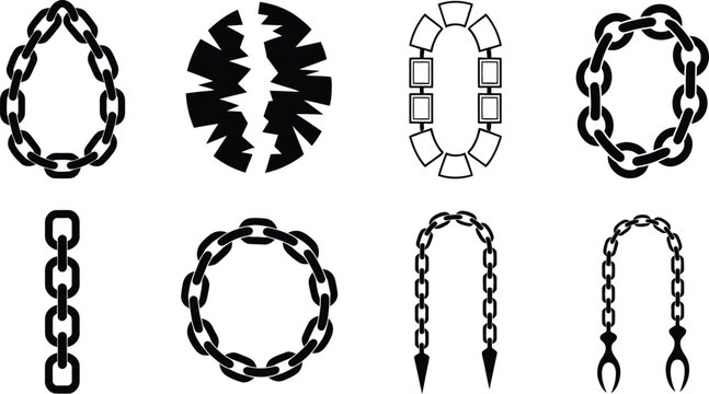 chain links and broken chains vector icon