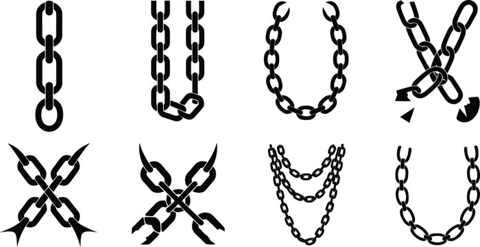chain links and broken chains vector icon