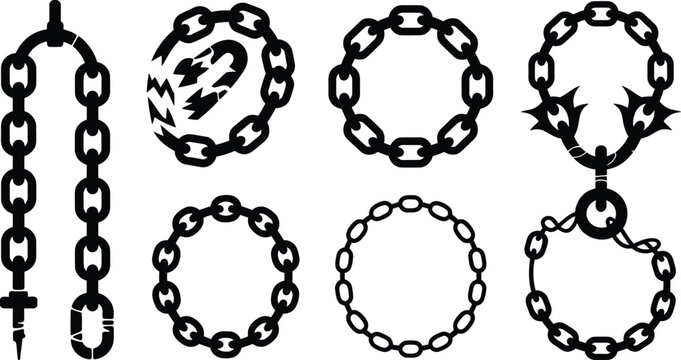 chain links and broken chains vector icon