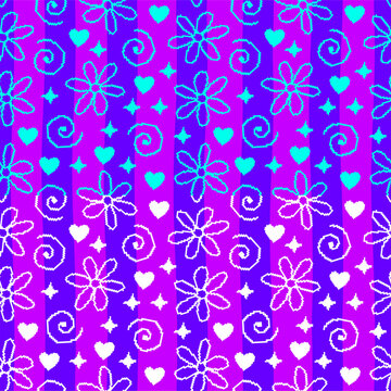 Aesthetic pixel flower pattern y2k. Pixel Art Pattern for wrapping paper. y2k pixel flower background.