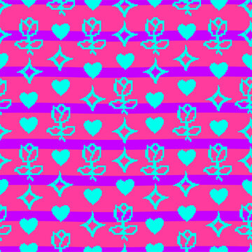 Aesthetic pixel flower pattern y2k. Pixel Art Pattern for wrapping paper. y2k pixel flower background.