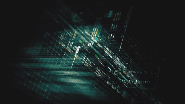 Futuristic data network visualization with glowing digital streams, big data analytics interface, cyber technology background and communication system in curved virtual display
