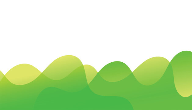 Abstract Green Fluid Wavy Border Background Vibrant Overlapping Curved Gradient Shapes Vector Template for Presentation Web Header and Banner Design