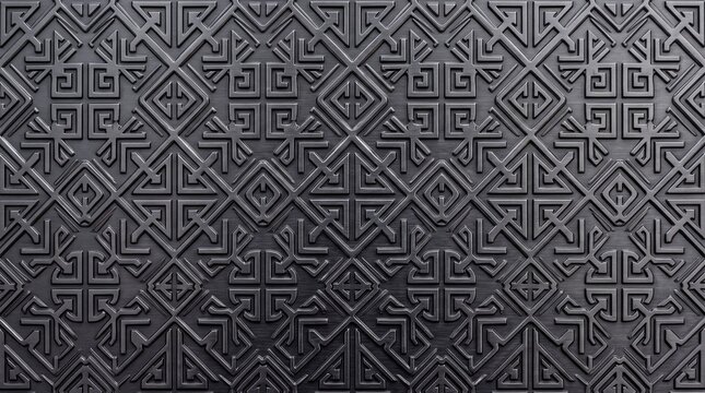 Black Metallic Geometric Embossed Pattern Texture Background