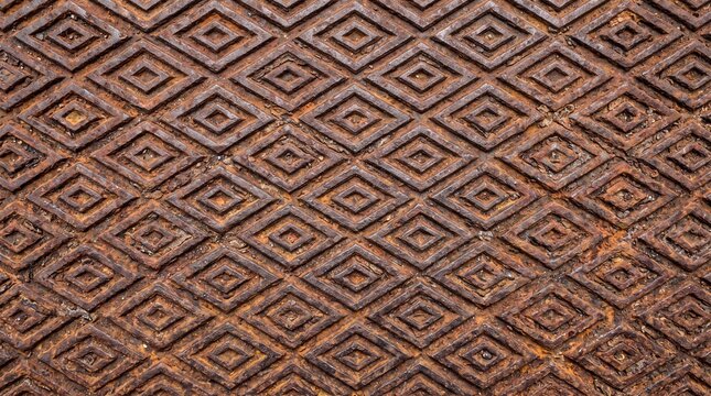 Rusty Diamond Pattern Cast Iron Textured Metal Surface