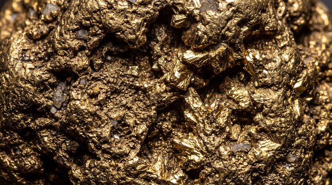 Natural Raw Gold Nugget Texture in Close Up