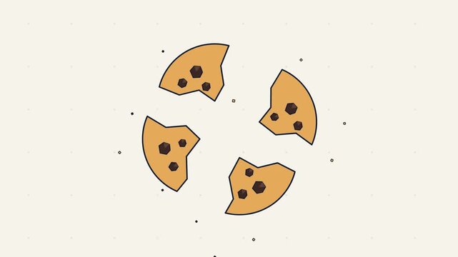Minimalist Animation of a Crumbling Chocolate Chip Cookie