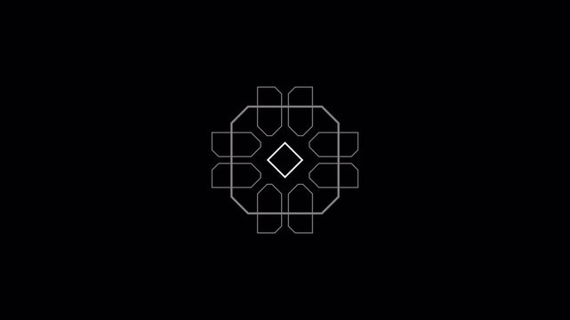 Abstract Geometric White Line Animation on Black Background.