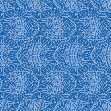 Blue shell skin seamless pattern natural shapes