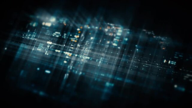 Futuristic data network visualization with glowing digital streams, big data analytics interface, cyber technology background and communication system in curved virtual display