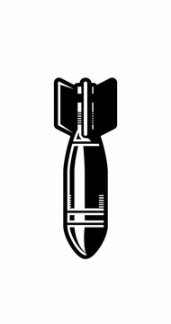 Falling nuclear missile or atomic bomb, rocket in cartoon style, bombshell, footage