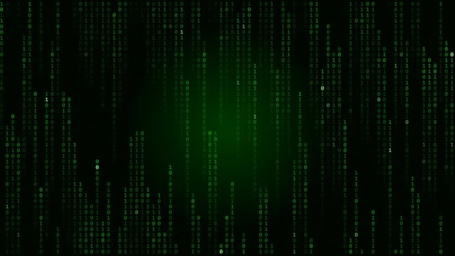 Green Digital Matrix Code Rain Technology Background Animation