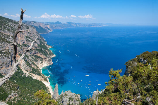 aerial panoramic full view Orosei Gulf, cala goloritz&egrave;, cala Luna, Cala Mariolu, trekking, wild blue, tourism, landmark, holidays, travel