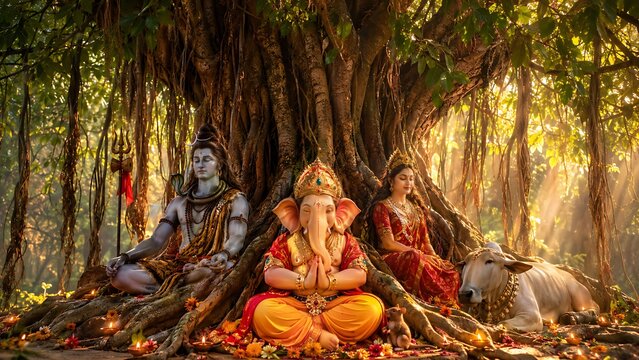 Divine Family of Ganesh, Shiva & Parvati &ndash; Ganesh Chaturthi, Mahashivratri, Hartalika Teej, Gauri Pujan & Gauri Ganpati Festival
