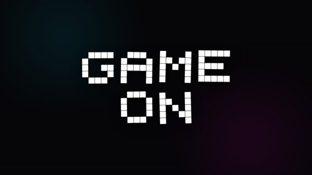 A glowing retro style digital display featuring the phrase game on reminds avid players to begin their interactive electronic entertainment experience through this classic blocky arcade inspired