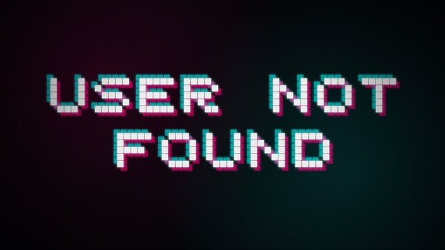 A glowing retro computer screen displays a glitched notification indicating that the requested profile is missing while the dark virtual environment highlights the failure in the system database