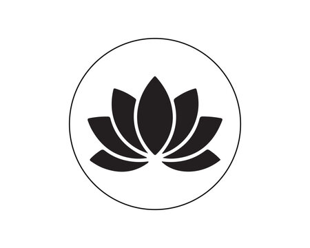 Lotus flower solid silhouette icon representing yoga meditation wellness and spa with water lily meditation wellness relaxation spirituality