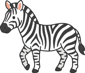 Obraz premium Side view of a cartoon zebra standing, vector illustration. Adobe Illustrator Artwork