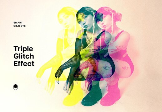 Triple Glitch Effect For Poster And Social Media Design