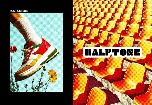 Vertical Comic Halftone Photo Effect For Poster And Print Design