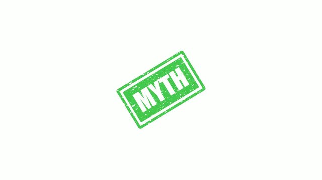 Green Myth Rubber Stamp Impression Isolated on White Background for Fact Checking and Verification Concepts