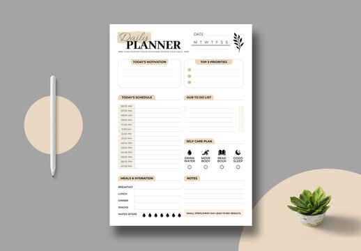 Daily Planner Template Layout