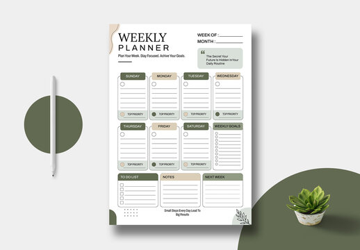 Weekly Planner Template Layout