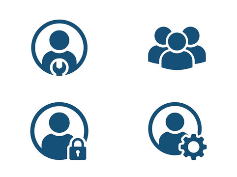 User account management and profile settings icons set for web interface and mobile apps