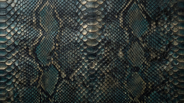 Dark Teal Snake Skin Texture Pattern Reptile Scale Leather Background