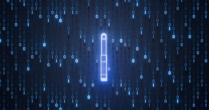 Digital Padlock Amidst Binary Code Rain, Symbolizing Cybersecurity Protection