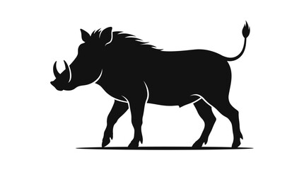 Fototapeta premium Warthog profile silhouette against a white background