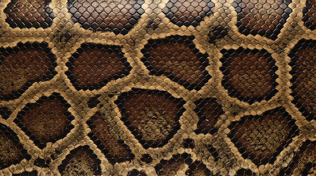 Brown Beige Black Python Snake Skin Texture Pattern Reptile Closeup