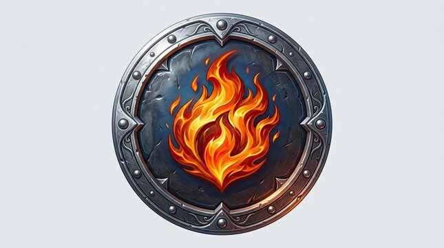 A magnificent intricately designed shield featuring a vibrant phoenix engulfed in flames symbolizing resilience and protection