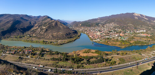 The confluence of the Kura and Aragvi rivers in Georgia, near the city Mtskheta © Pavel