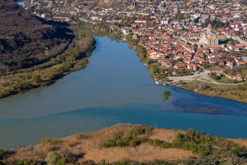 The confluence of the Kura and Aragvi rivers in Georgia, near the city Mtskheta © Pavel