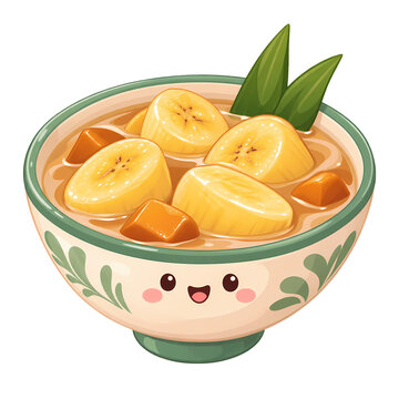 Cute Indonesian Kolak Pisang with Banana and Coconut Milk
