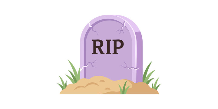Grave tombstone rip vector cartoon icon for spooky halloween concept.