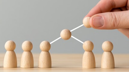 Obraz premium Wooden Figures of Humans in the Loop of AI Integration and Human Interaction with Technology